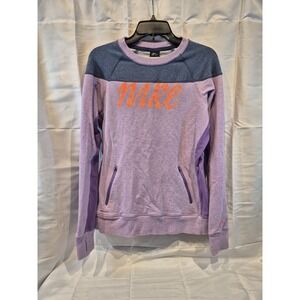 Nike Sweatshirt Womens Large Purple Colorblock Crew Neck Pullover 438567-063